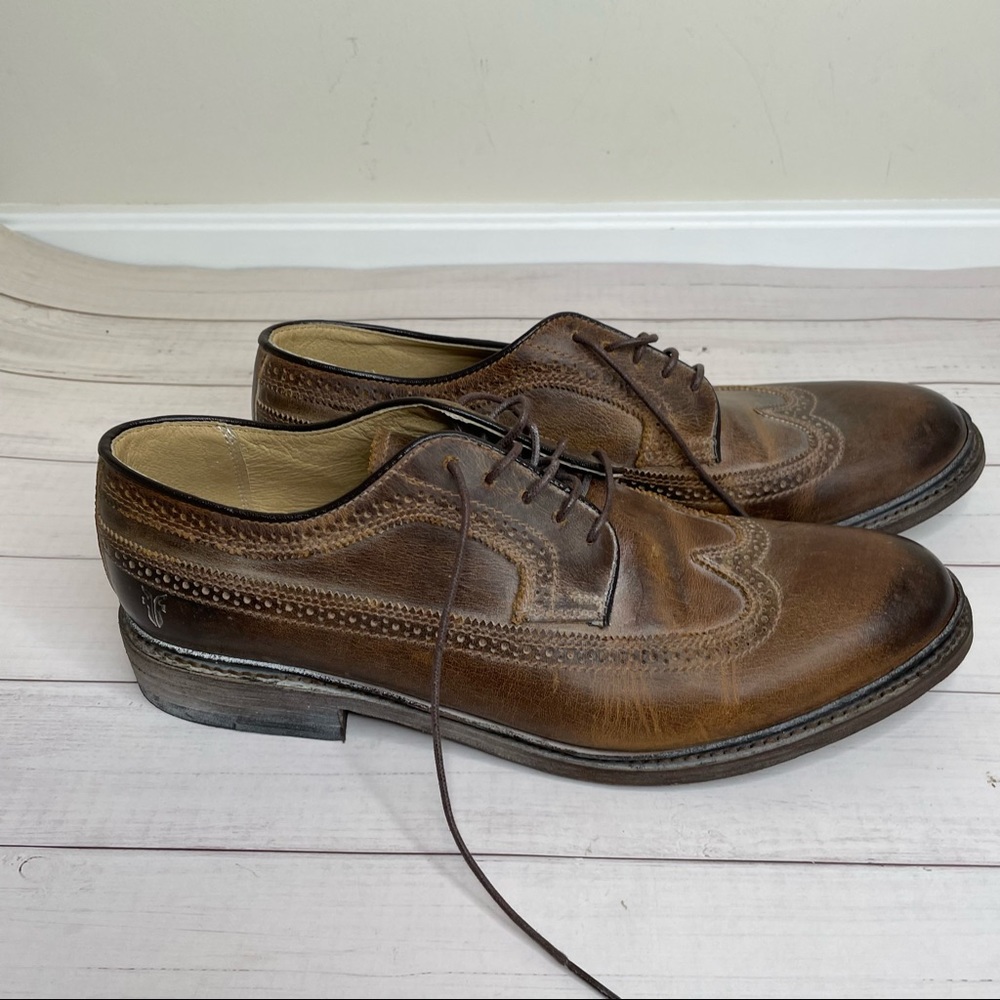 Frye lace up wingtip leather Oxford shoes